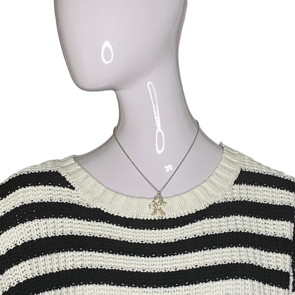 Express Sweater Oversized Size Small Black and White Striped Chunky Knit - Picture 2 of 10